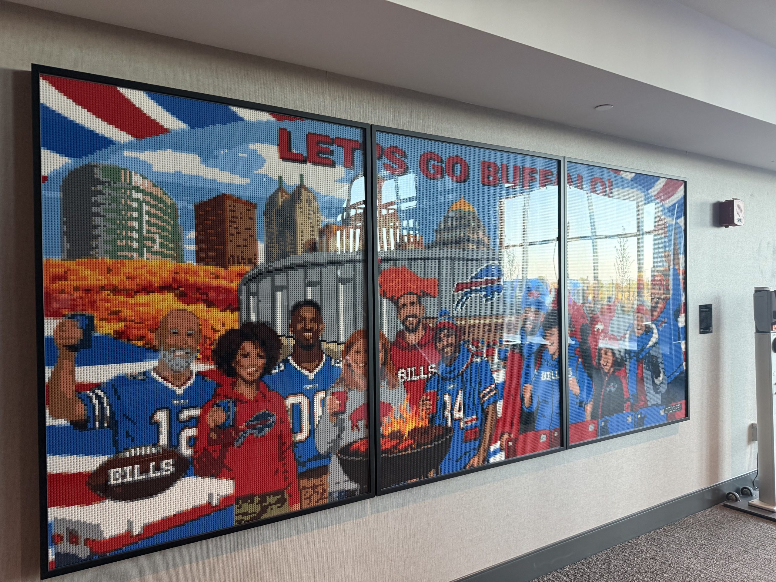 BuffaloLUG LEGO mural on display at the new Highmark Stadium